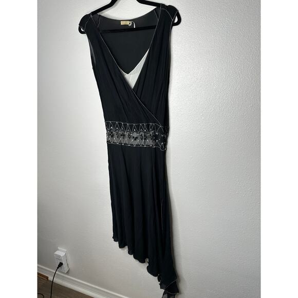 Vintage Max Studio Special Edition Black Ivory Sheer Silk Embroidered Dress S - Picture 4 of 15